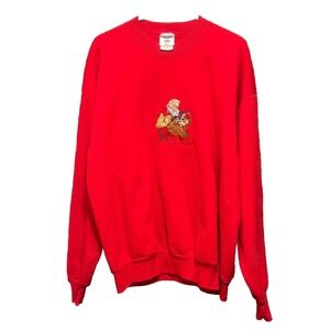 Jerzees Santa Claus Embroidered Crewneck Christmas Holiday Sweatshirt‎ XLarge